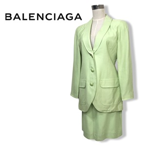 ★バレンシアガ BALENCIAGA★レディース シルク スカート スーツ セットアップ ライム size 38 管:C:02