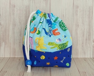 * hand made * glass sack pouch go in . kindergarten child care . go in . preparation dinosaur lovely colorful blue 