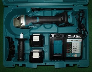 マキタ GA518DRGX 18V-125mm無線連動対応充電式ディスクグラインダ パドルスイッチ+ブレ－キ付 6.0Ahバッテリ2個付セット 新品