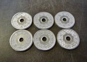 10銭白胴貨 6枚セット 送料無料 （13557）　 古銭 骨董　アンティーク　日本 貨幣 硬貨 近代　菊の紋章 お宝 コイン
