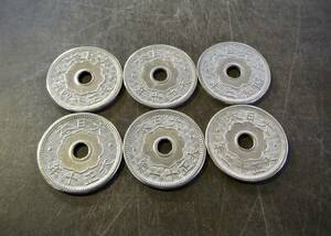10銭白胴貨 6枚セット 送料無料 （13575）　 古銭 骨董　アンティーク　日本 貨幣 硬貨 近代　菊の紋章 お宝 コイン