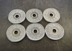 10銭白胴貨 6枚セット 送料無料 （13626）　 古銭 骨董　アンティーク　日本 貨幣 硬貨 近代　菊の紋章 お宝 コイン