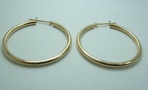  popular [ new goods ]18 gold /k18/ yellow gold / hoop earrings /2mm×30mm