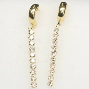 [ new goods ]18 gold /k18/ yellow gold / Cubic Zirconia 10 ream / half hoop earrings 