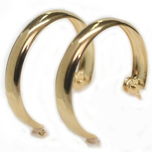 [ new goods ]18 gold /k18/ yellow gold / half pipe / hoop earrings L