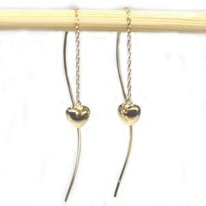 [ new goods ]18 gold /k18/ Heart / long type / yellow gold / american earrings 