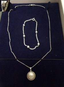 田崎真珠のネックレストップとおまけの真珠ブレス 銀金具 レターパックプラス可 0925S5G