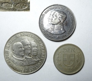 タイの国王記念硬貨 1969年 アポロ11 記念メダル スイス 硬貨 レターパックライト可 1018Q8h