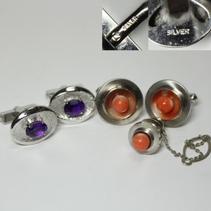  amethyst .... cuffs * tiepin letter pack post service plus possible 0119R10r