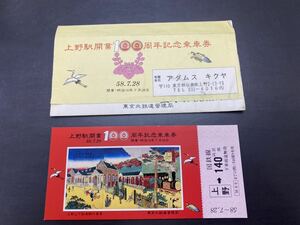 日本国有鉄道 国鉄 昭和58年7月 上野駅開業100周年記念乗車券 記念切符