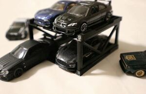 1/64 minicar for 4 pcs storage garage black color 