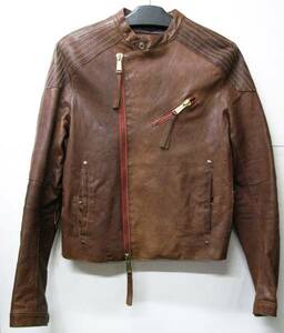 ディースクエアード：ダブルジップ レザー ブルゾン (DSQ2 leather jacket