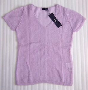  tag attaching * unused * Ined INED|mo hair . short sleeves V neck sweater |9 number 9,240 jpy light purple series 
