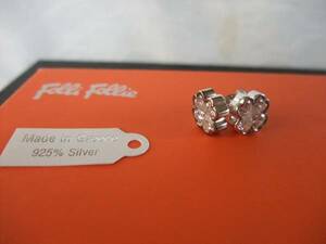  Folli Follie clover zirconia silver earrings unused goods 