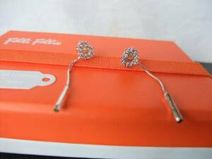  Folli Follie Heart pave silver earrings unused goods 