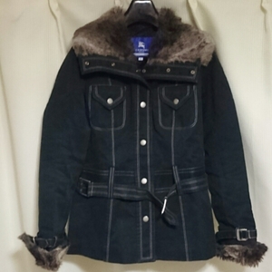 ◆635 BURBERRY BLUE LABEL　フェイクファーの綿コート　36