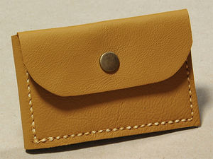 *[ hand made ] original leather folding in half compact purse mustard Karashi color *