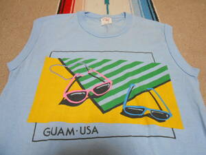 １９８０年代製TENNESSEE RIVER INC GUAM グアム ノースリーブ トロピカル Tシャツ MADE IN USA VINTAGE サーフィン サーファー サングラス