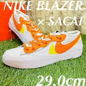  prompt decision Sakai × Nike Blazer low NIKE×SACAI BLAZER LOW collaboration sneakers white white orange 29.0cm postage included DD1877-100