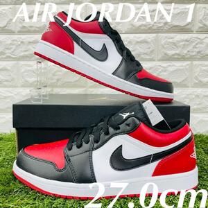 即決 ナイキ エアジョーダン 1 ロー NIKE AIR JORDAN 1 LOW BRED TOE AJ1 メンズ スニーカー 赤白黒 27.0cm 送料込み 553558-612