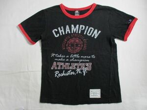 BD589【Champion・チャンピオン】プリント　半袖　Tシャツ　男児　黒　150