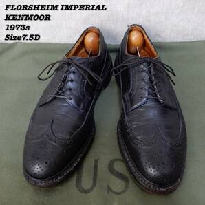 FLORSHEIM IMPERIAL KENMOOR Long Wing Tip 1973s Size7.5D Black Vintage フローシャイム インペリアル ケンムーア ヴィンテージ