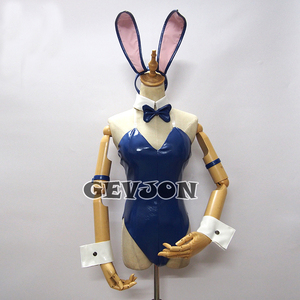 コスプレ衣装 ハロウィン衣装 レオタード　PU合成革良品　Bunny仮装　To LOVEる 古手川唯 バニーガール　ウサギガール　ネイビー　セット