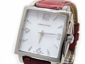 HAMILTON ハミルトン 時計 ■ H322510 ジャズマスター スクエア シェル文字盤 革ベルト クォーツ ウォッチ □4B