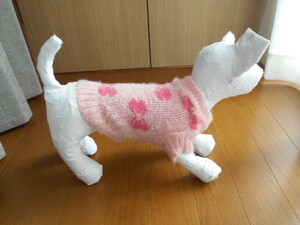 小型犬★可愛いりぼん模様　モヘア風セーター　ピンク　S