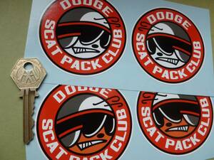 海外　限定品　送料込み Dodge Scat Pack Club Stickers ダッジラム ステッカー シール デカール 4枚セット 75mm　　　　ステッカー