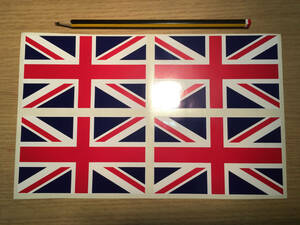 海外　限定品　送料込み UK GB Union Jack Flags Sticker Decal ユニオンジャック 国旗フラッグイギリス ステッカー 4枚セット ステッカー