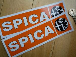 海外　限定品　送料込み SPICA Alfa Romeo Orange & Black Oblong Stickersアルファロメオ ステッカー2枚セット 200mm × 58mm　ステッカー