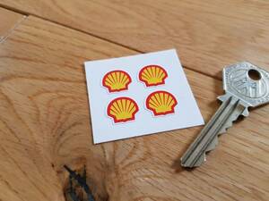海外　限定品　送料込み Shell Modern Logo Shaped Stickers シェル ステッカー シール デカール 4枚セット 15mm x 14mm　ステッカー