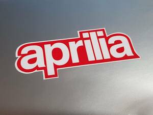 海外　限定品　送料込み Aprilia Red & White Text Stickers アプリリア ステッカー シール デカール 2枚セット 150mm x 50mm　ステッカー