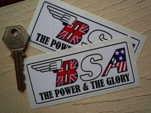 海外　限定品　送料込み BSA The Power & The Glory Oblong Sticker ステッカー シール デカール 2枚セット 100mm x 43mm　ステッカー