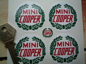 海外　限定品　送料込み MINI COOPER Garland Wheel Centre Sticker Decal ミニクーパー ステッカー デカール 4枚セット 44mm　ステッカー