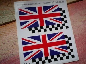 海外　限定品　送料込み 　 国旗 Union Jack & チェッカー ヘルメット ユニオンジャック 50mm 2枚セット　ステッカー