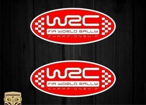 海外　限定品　送料込み 　WRC WORLD RALLY ワールドラリー レッド 50mm 2枚セット　ステッカー