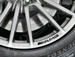 海外　限定品　送料込み メルセデスベンツ Mercedes AMG カッティング ホイール リム BLACK 104mm 8枚セット　ステッカー