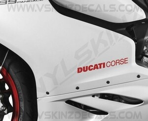 海外　限定品　送料込み ドゥカティ コルセ DUCATI CORSE カッティング RED 200mm 2枚セット　ステッカー