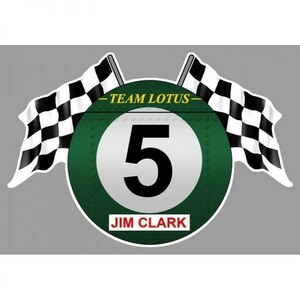 海外　限定品　送料込み ジム・クラーク チーム・ロータス Jim CLARK Team LOTUS チェッカーフラッグ 75mm　ステッカー