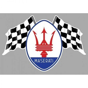 海外　限定品　送料込み 　マセラティ MASERATI チェッカーフラッグ 150mm　ステッカー