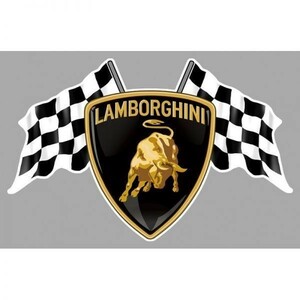 海外　限定品　送料込み 　ランボルギーニ ガヤルド LAMBORGHINI チェッカーフラッグ 150mm　ステッカー