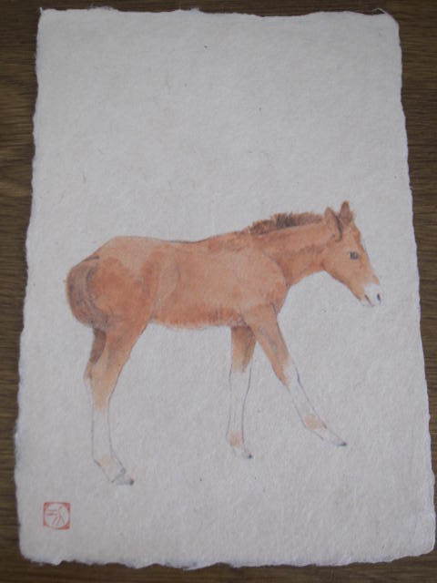 Kyukyodo Postcard Zodiac New Year's Card/Winter ★ Year of the Horse Foal Foal ★Eared Picture Letter Hand-drawn Postcard Postcard Japanese Paper, Office work, store supplies, stationery, Note, paper products