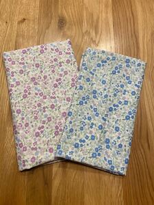 ダブルガーゼ 花柄 ピンク系 青系 2つセット