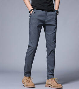 [ stock processing ]W34 skinny pants stretch casual pants men's pants commuting business pants long pants chinos FK-2191 blue 