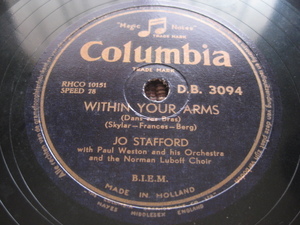 ★SP盤★JO STAFFORD♪LOVER'S OLD SWEET SONG/ほか★Capitol CL.13548/Columbia D.B.3094★UK＆Holland盤★10吋★2枚セット★