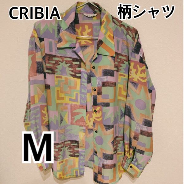 CRIBIA 柄シャツ Mサイズ　幾何学　古着