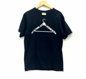 A BATHING APE アベイシングエイプ プリント Tシャツ FC0723 メンズ Sサイズ ハンガー モチーフ ブラック トップス 半袖