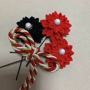  coming-of-age ceremony graduation ceremony Japanese clothes hair ornament knob skill hair ornament red black 